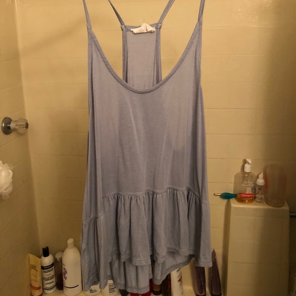 Blue High Low Flowy Top